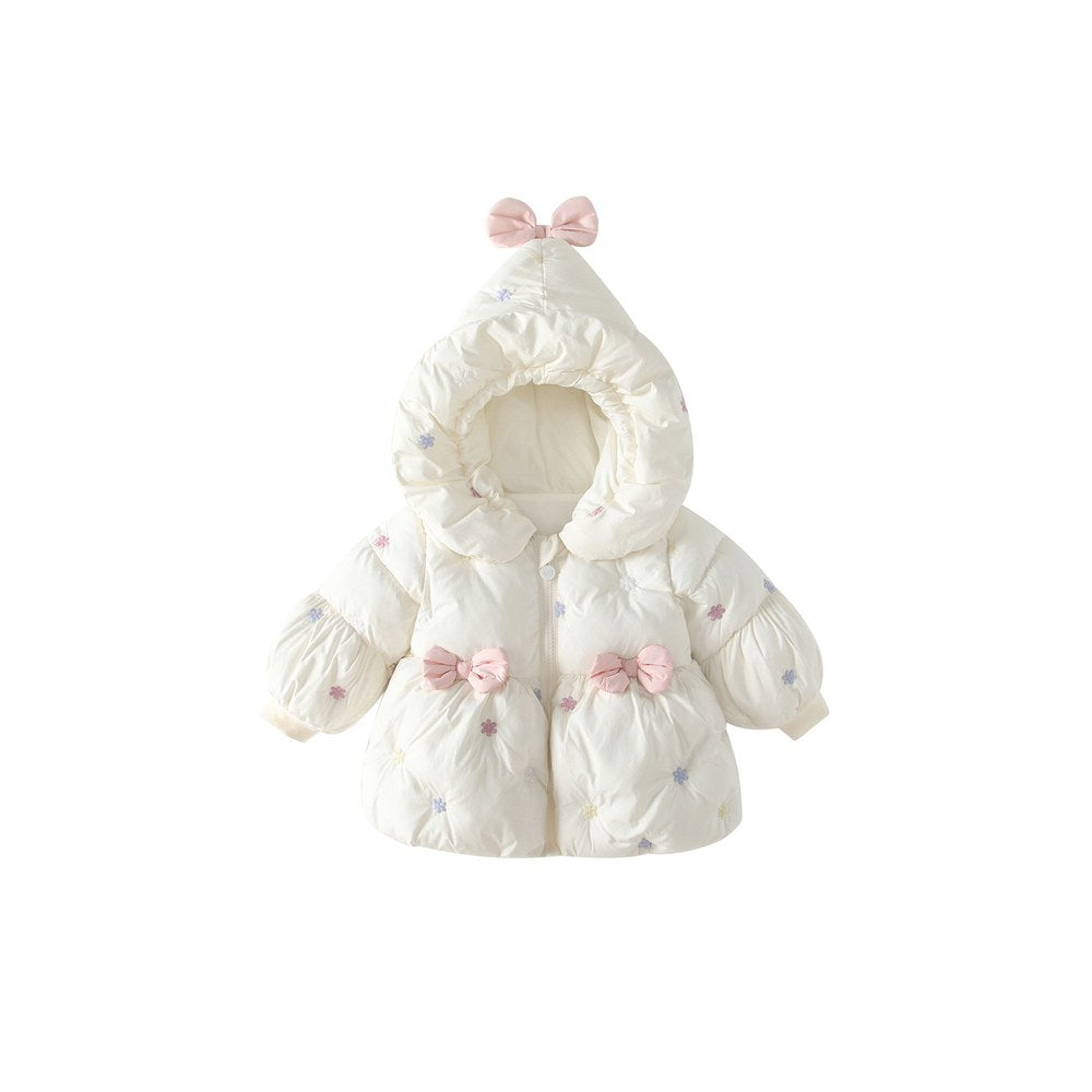 Girls' Butterfly-bows Decorated Stars Pattern Cotton-Padded Coat