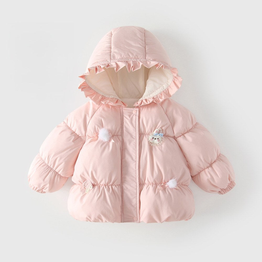 Girls' Rabbit Cartoon Pattern Cotton-Padded Coat