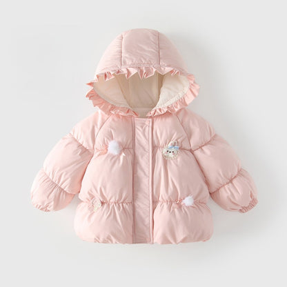 Girls' Rabbit Cartoon Pattern Cotton-Padded Coat