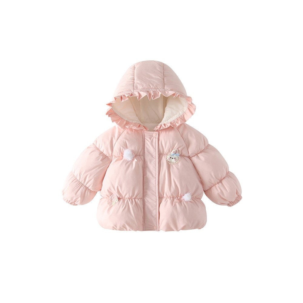 Girls' Rabbit Cartoon Pattern Cotton-Padded Coat