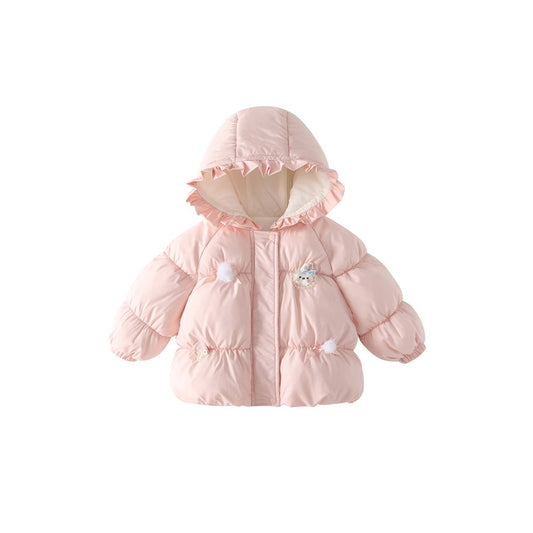 Girls' Rabbit Cartoon Pattern Cotton-Padded Coat