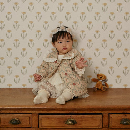 Girls' Floral Lace Trim Cotton-Padded Coat