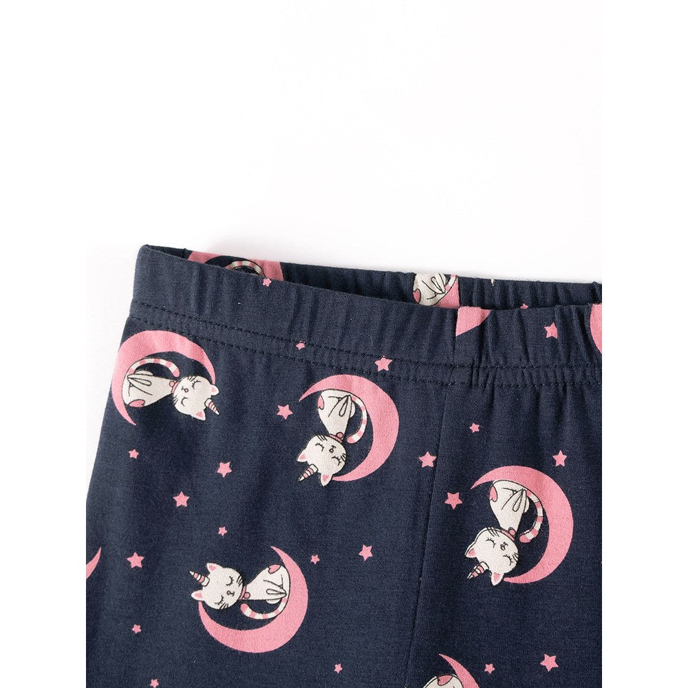 Baby Kids Girls Cartoon and Moons Pattern Long Sleeves Top and Pants 2-piece Clothing Set