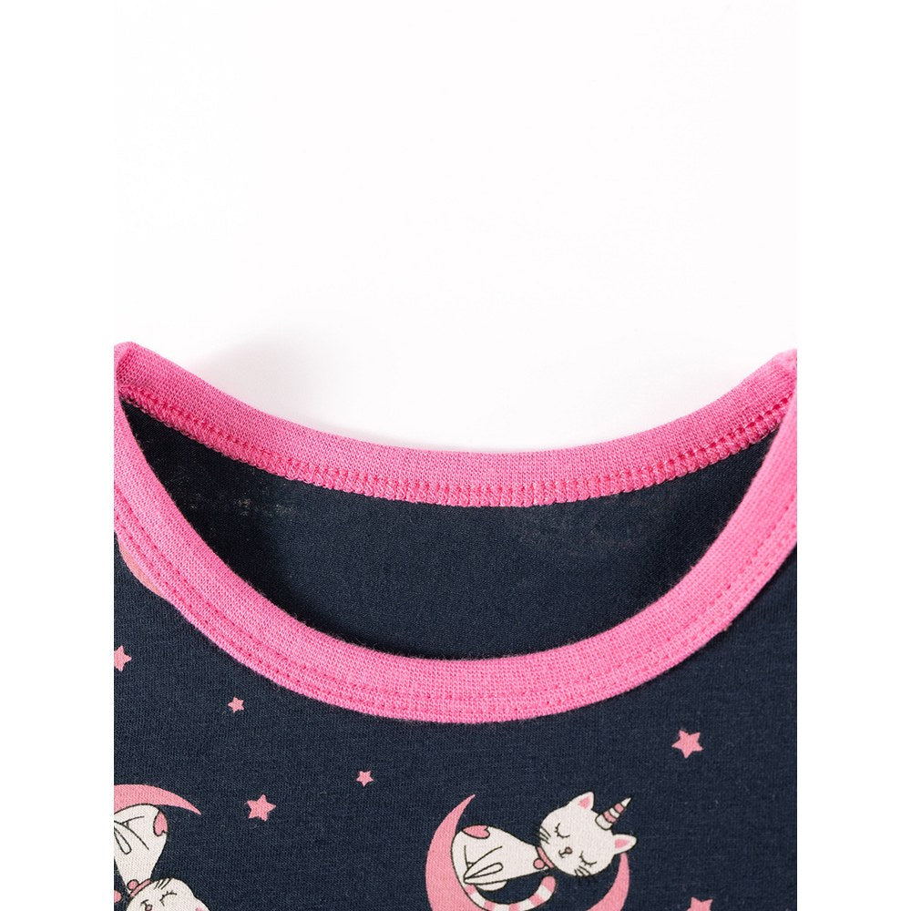 Baby Kids Girls Cartoon and Moons Pattern Long Sleeves Top and Pants 2-piece Clothing Set