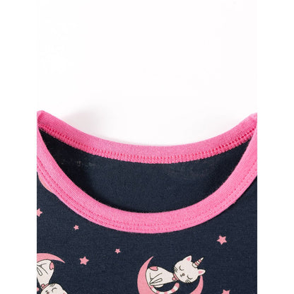 Baby Kids Girls Cartoon and Moons Pattern Long Sleeves Top and Pants 2-piece Clothing Set