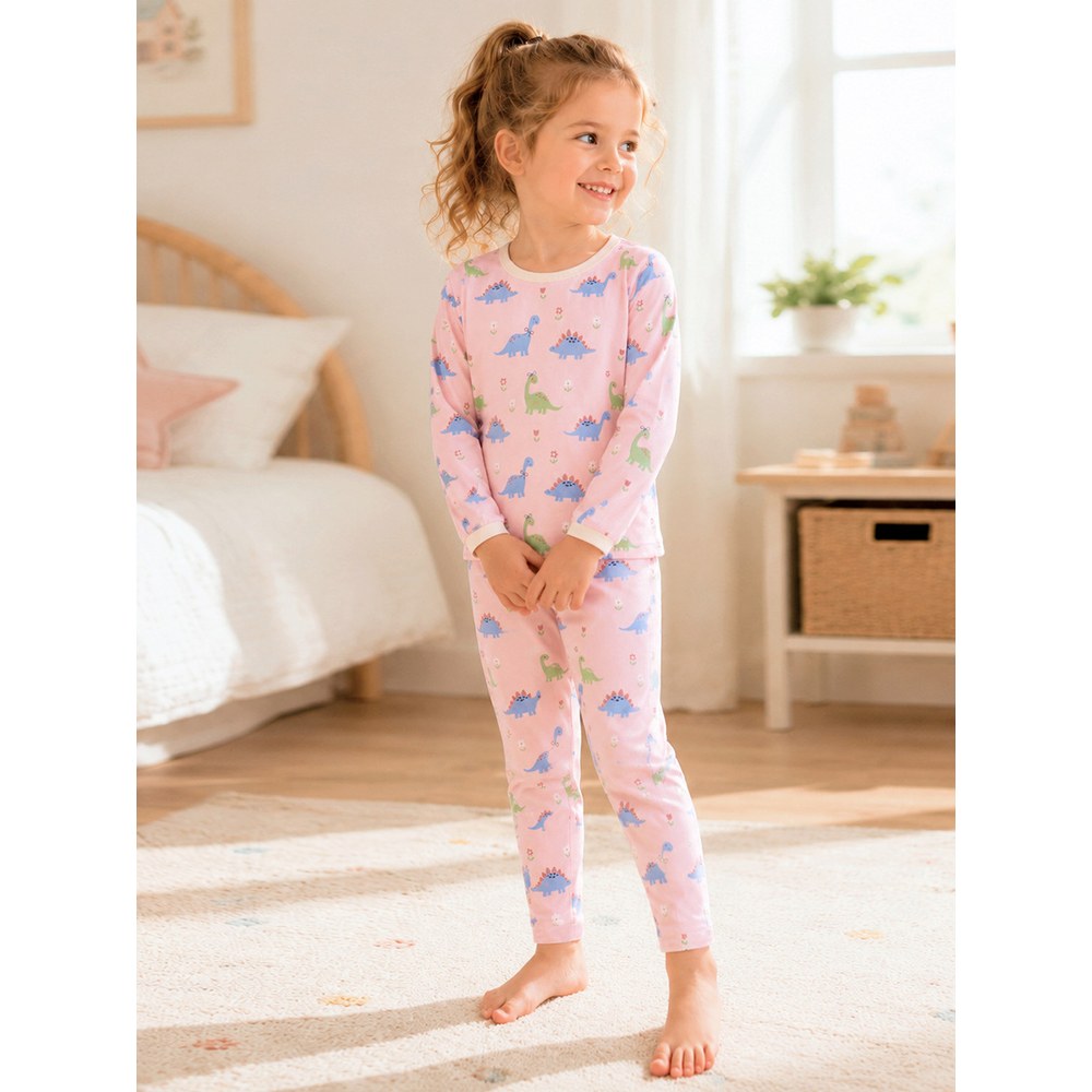 Baby Kids Girls Cartoon and Flowers Pattern Long Sleeves Top and Pants 2-piece Clothing Set