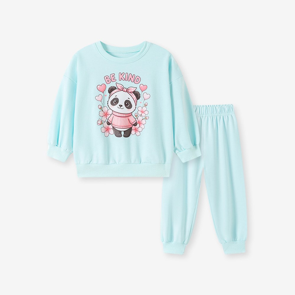 Baby Kids Girls Panda Pattern Long Sleeves Top and Pants 2-piece Clothing Set