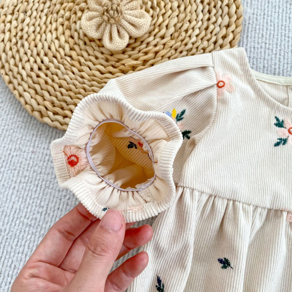 Baby Kids Girls Princess Long Sleeves Flowers Embroidered Bodysuit