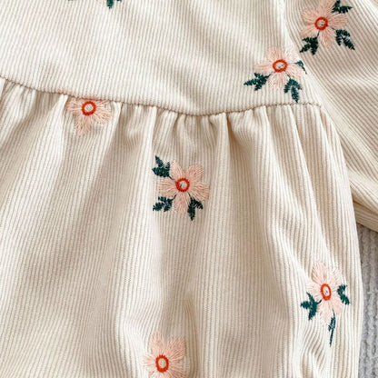 Baby Kids Girls Princess Long Sleeves Flowers Embroidered Bodysuit