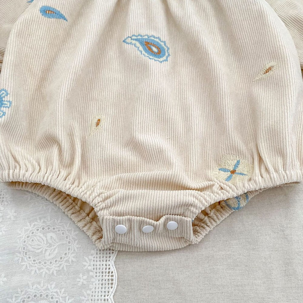 Baby Kids Girls Princess Long Sleeves Geometric Embroidered Pattern Bodysuit