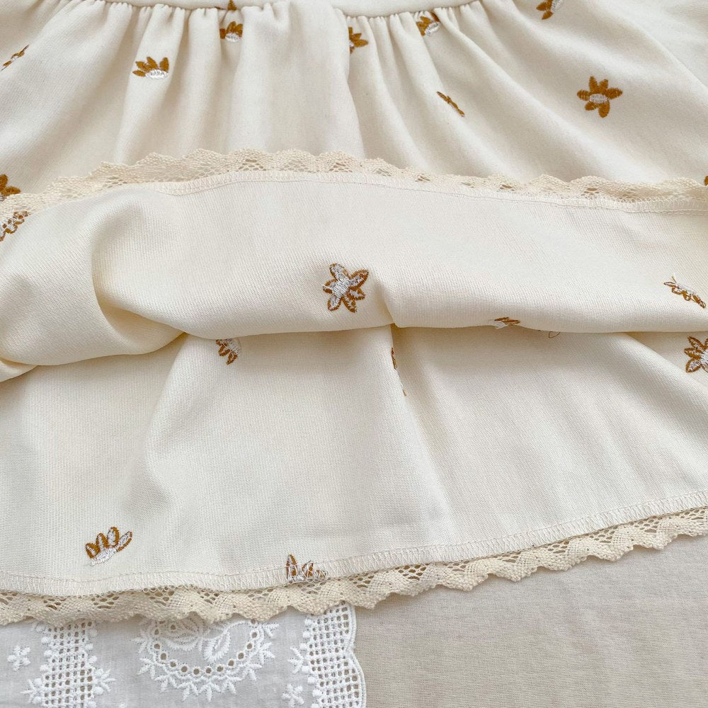 Baby Kids Girls Princess Long Sleeves Flowers Embroidered Pattern Dress