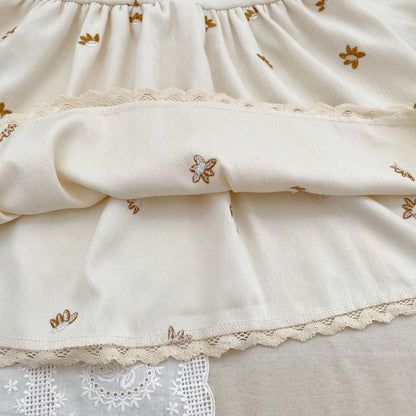 Baby Kids Girls Princess Long Sleeves Flowers Embroidered Pattern Dress