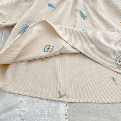 Baby Kids Girls Princess Long Sleeves Geometric Embroidered Pattern Dress