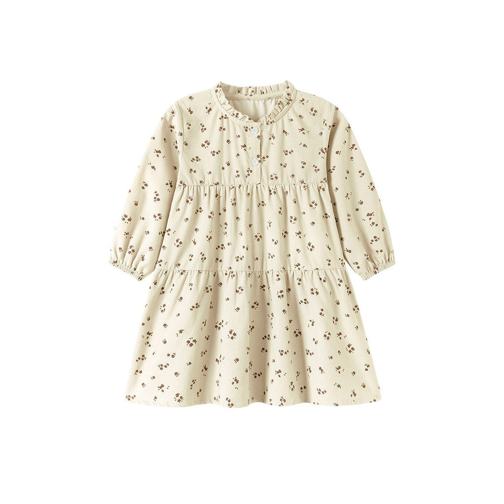 Baby Kids Girls Floral Pattern Corduroy Dress