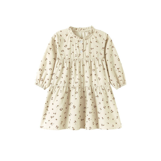 Baby Kids Girls Floral Pattern Corduroy Dress