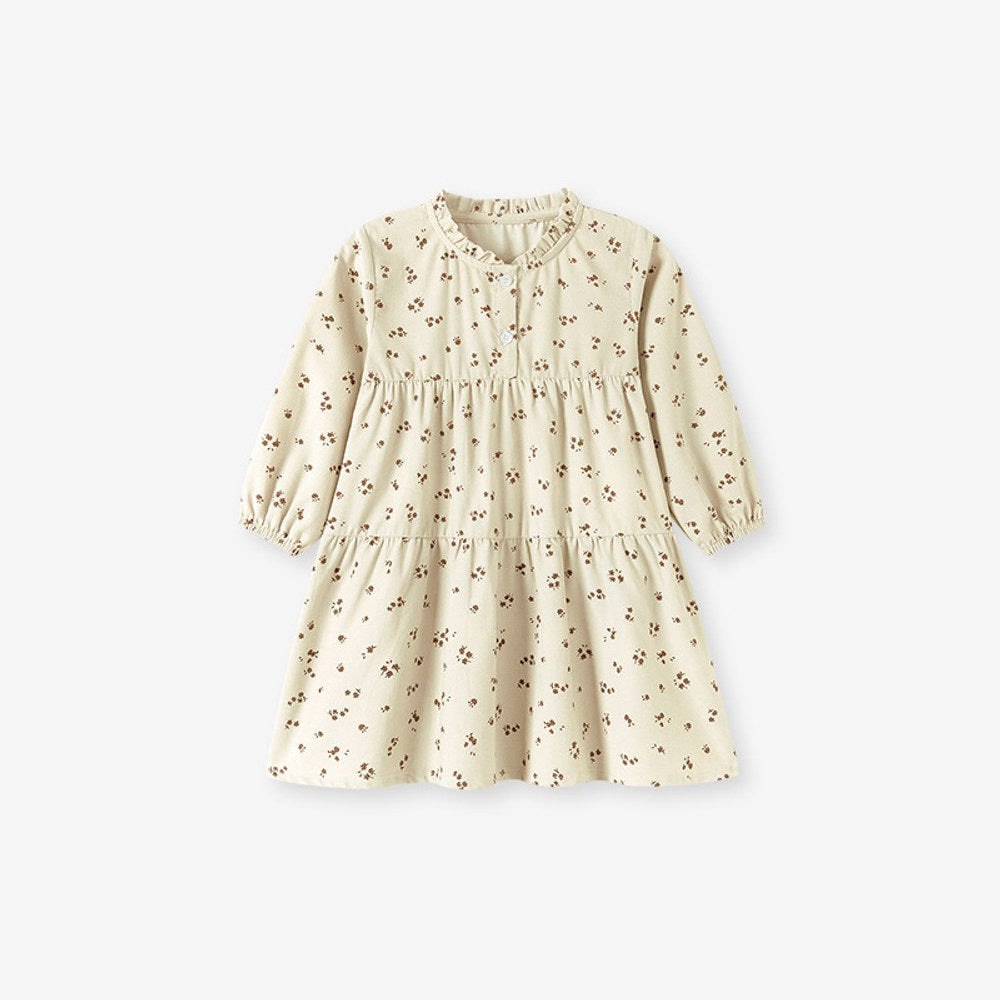 Baby Kids Girls Floral Pattern Corduroy Dress