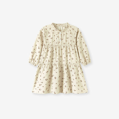 Baby Kids Girls Floral Pattern Corduroy Dress