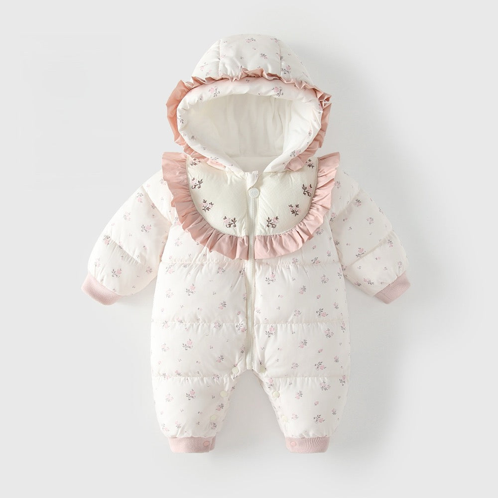 Baby Girls Floral Cotton-Padded Romper