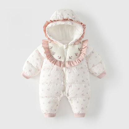 Baby Girls Floral Cotton-Padded Romper