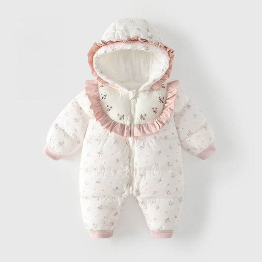 Baby Girls Floral Cotton-Padded Romper
