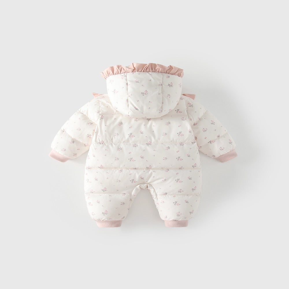 Baby Girls Floral Cotton-Padded Romper