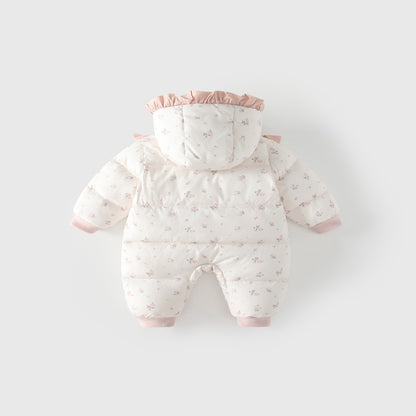 Baby Girls Floral Cotton-Padded Romper