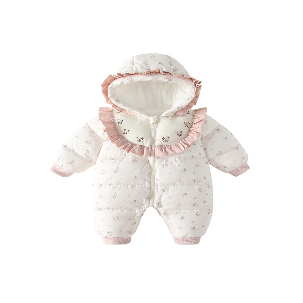 Baby Girls Floral Cotton-Padded Romper
