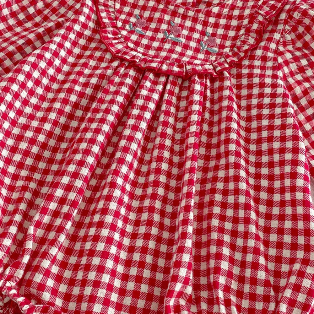 Baby Girls Long Sleeves Plaid Pattern Onesies