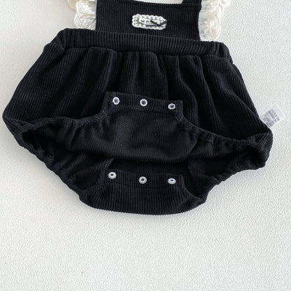 Baby Kids Girls Long Sleeves Apricot Shirt and Lace Trim Sleeveless Onesies Overalls 2-Piece Clothing Set