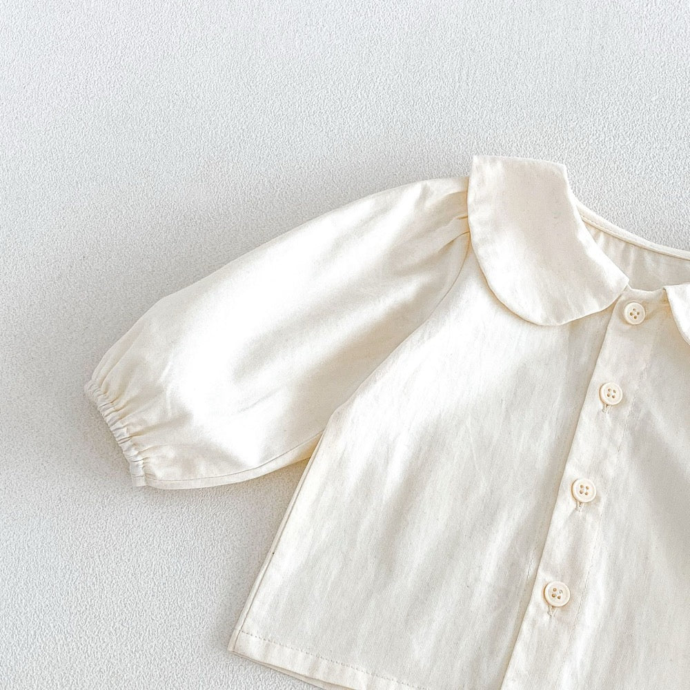 Baby Kids Girls Long Sleeves Apricot Shirt and Lace Trim Sleeveless Onesies Overalls 2-Piece Clothing Set