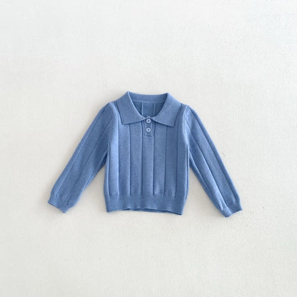Baby polo shirt in blue, front view