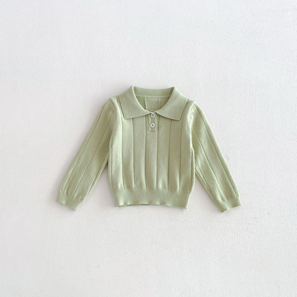 Baby polo shirt in green, front view