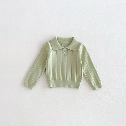 Baby polo shirt in green, front view