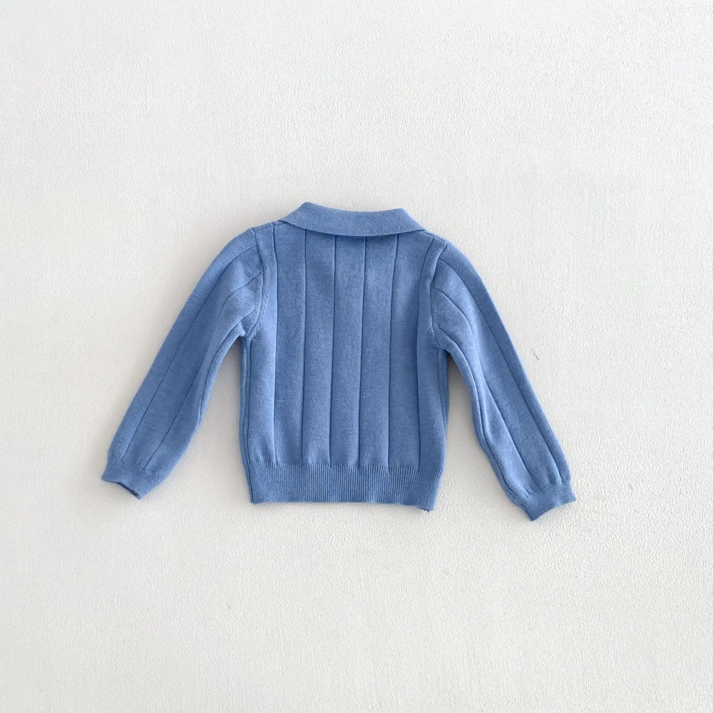 Baby polo shirt in blue, back view