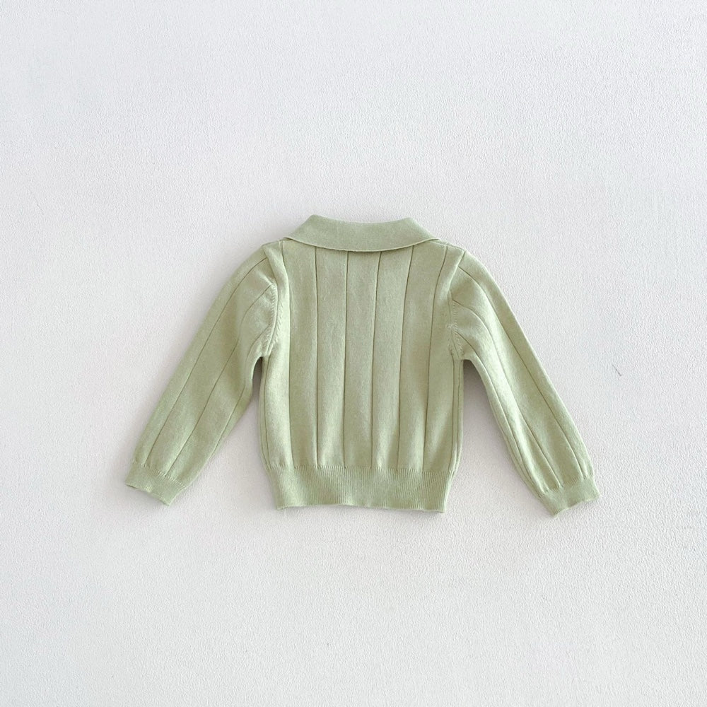 Baby polo shirt in green, back view