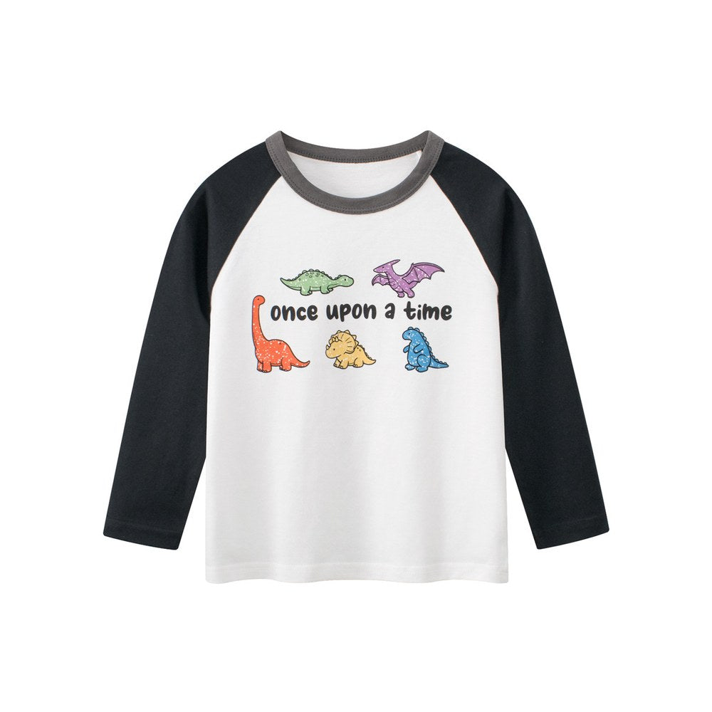 Baby Kids Boys Letters and Cartoon Print Long Sleeves Crew Neck Top