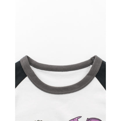 Baby Kids Boys Letters and Cartoon Print Long Sleeves Crew Neck Top