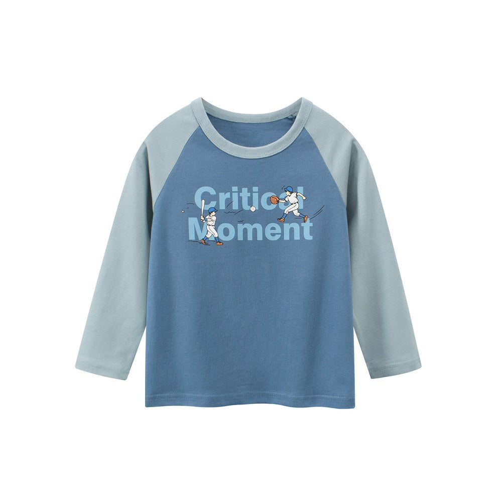 Baby Kids Boys Letters and Cartoon Print Long Sleeves Crew Neck Top