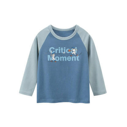 Baby Kids Boys Letters and Cartoon Print Long Sleeves Crew Neck Top