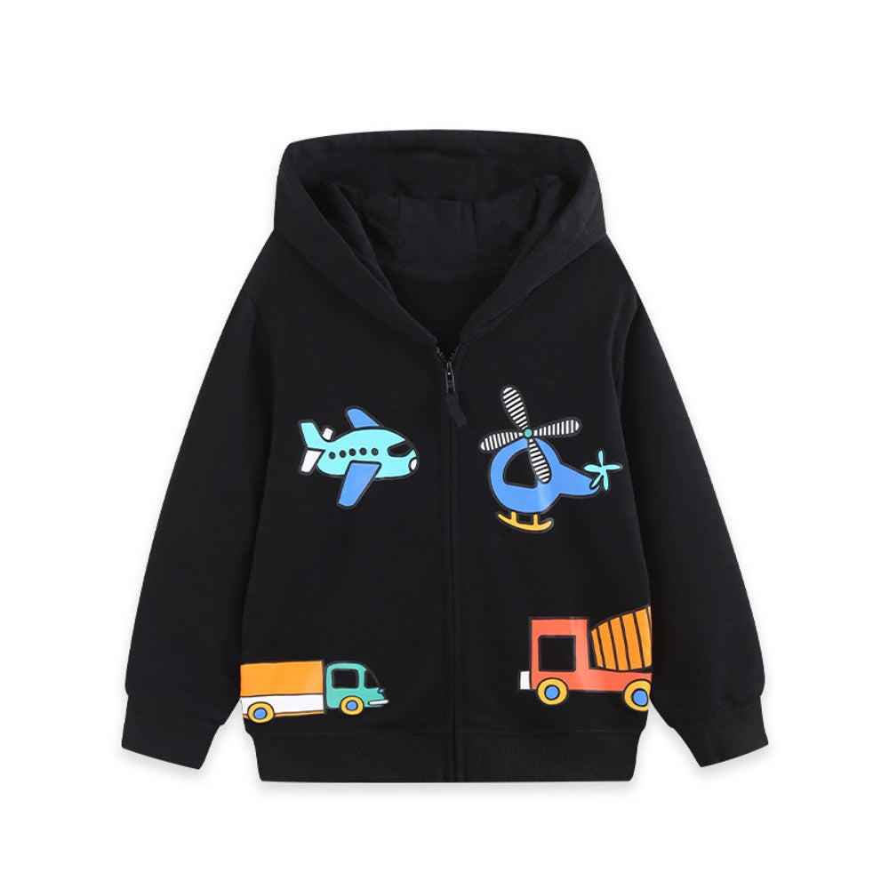 Boys' Cartoon Pattern Coat with Long Sleeves