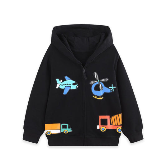 Boys' Cartoon Pattern Coat with Long Sleeves