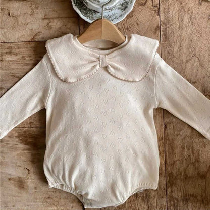 Baby Girls Long Sleeves Simple Hollow-out Hearts Pattern Onesies