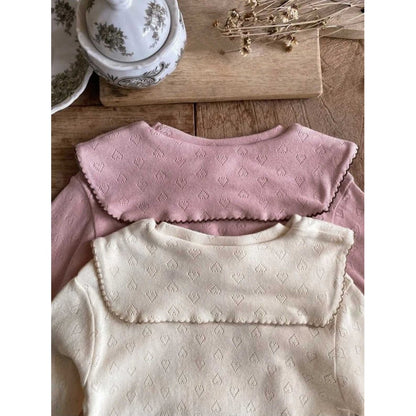 Baby Girls Long Sleeves Simple Hollow-out Hearts Pattern Onesies