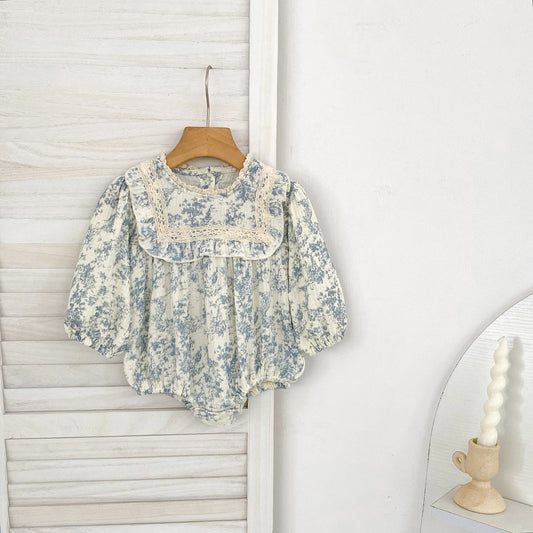 Baby Kids Girls Princess Long Sleeves Flowers Printed Onesies