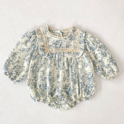 Baby Kids Girls Princess Long Sleeves Flowers Printed Onesies