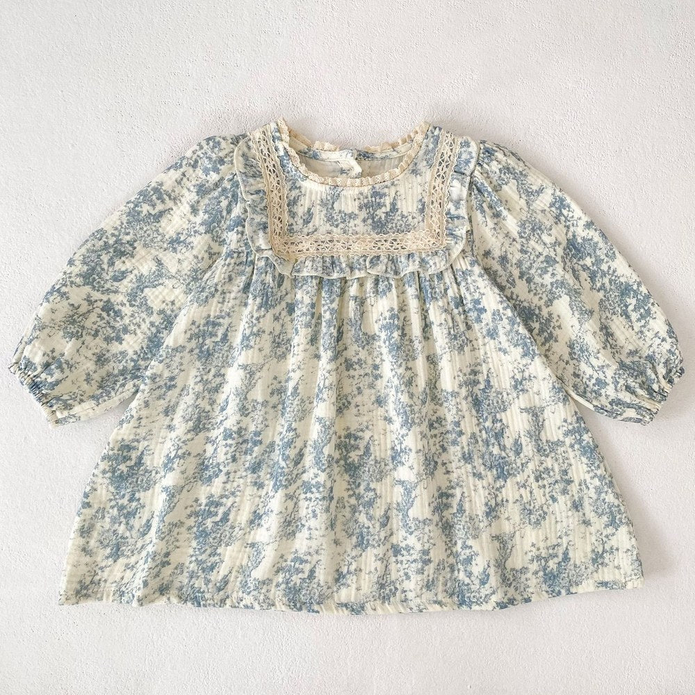 Baby Kids Girls Princess Long Sleeves Flowers Printed Dress