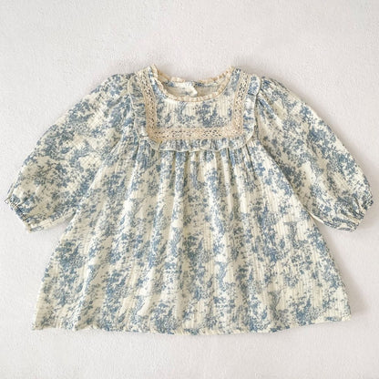 Baby Kids Girls Princess Long Sleeves Flowers Printed Dress