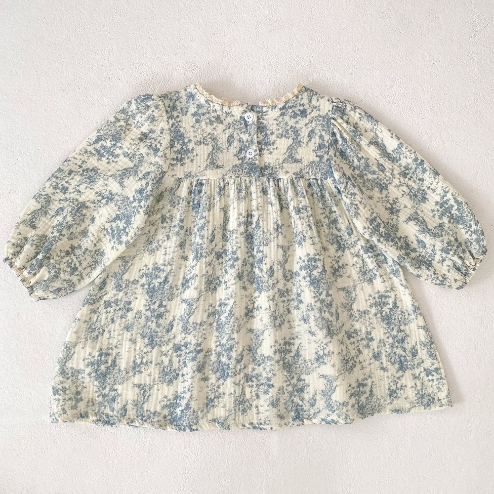 Baby Kids Girls Princess Long Sleeves Flowers Printed Dress