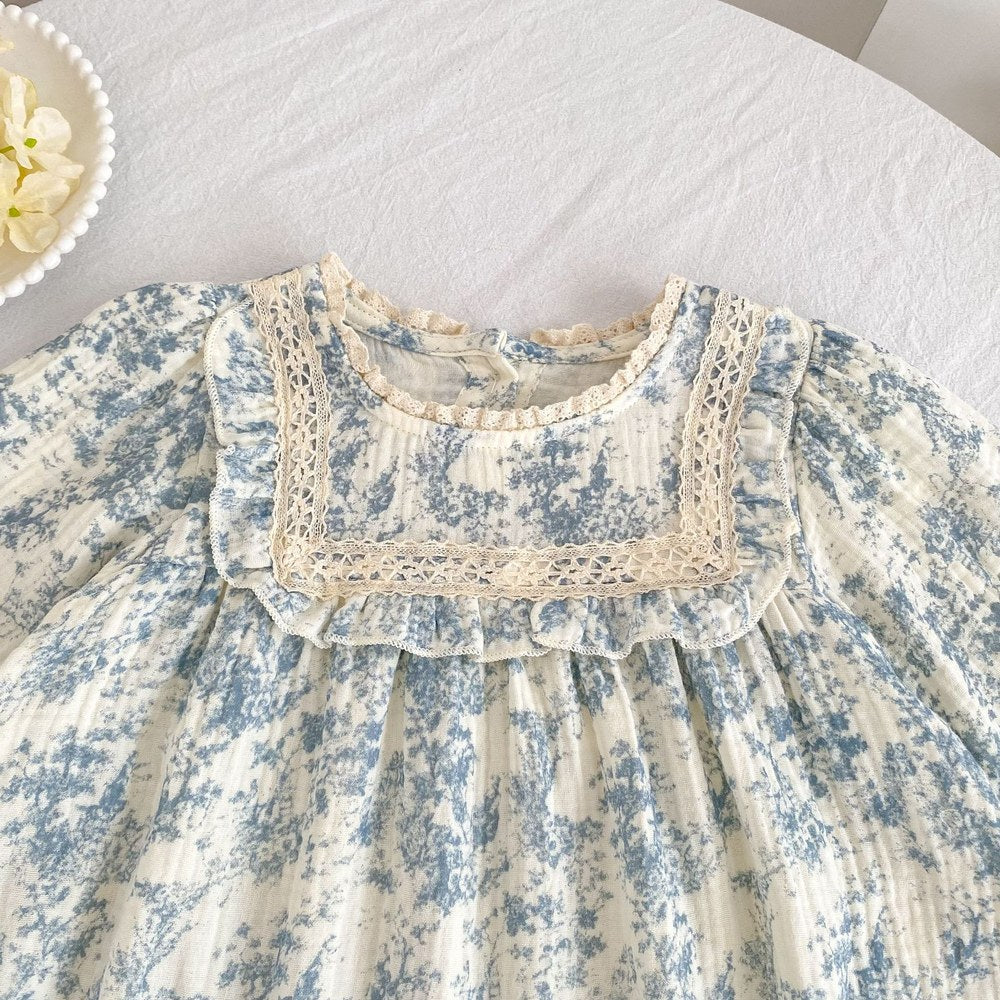 Baby Kids Girls Princess Long Sleeves Flowers Printed Dress