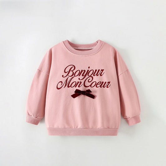 Baby Kids Girls Letters Pattern Long Sleeves Sweatshirt